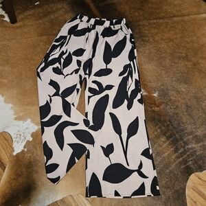 Boho Wide Leg Tan Black Pants No Brand Anthropologie Jcrew Boutique Small Med